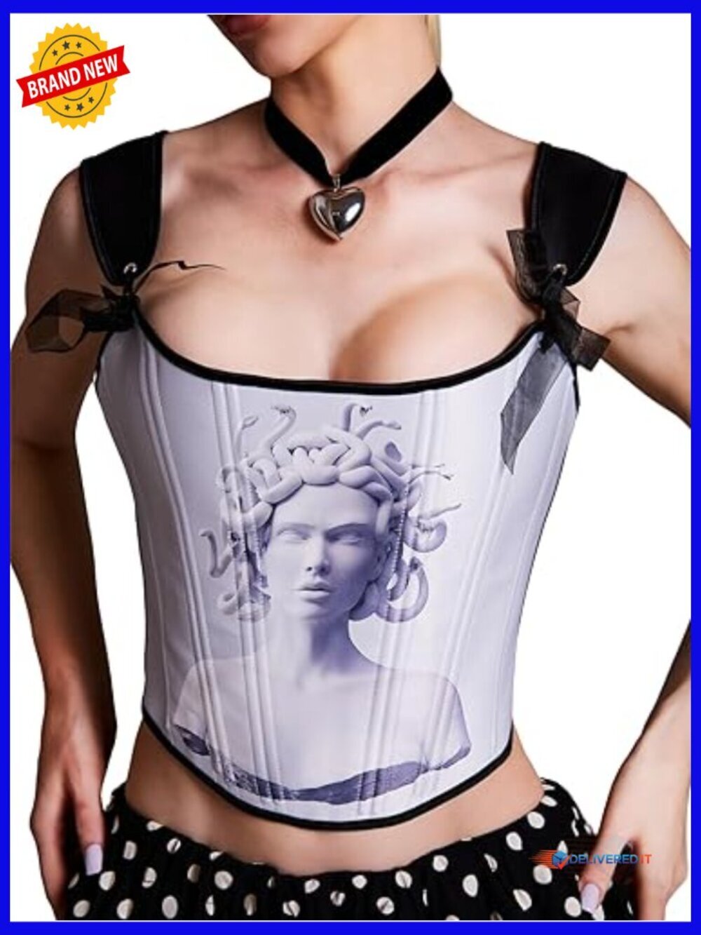 Reversible Overbust Corset with Steel Boning - Lace-Up Shapewear Top